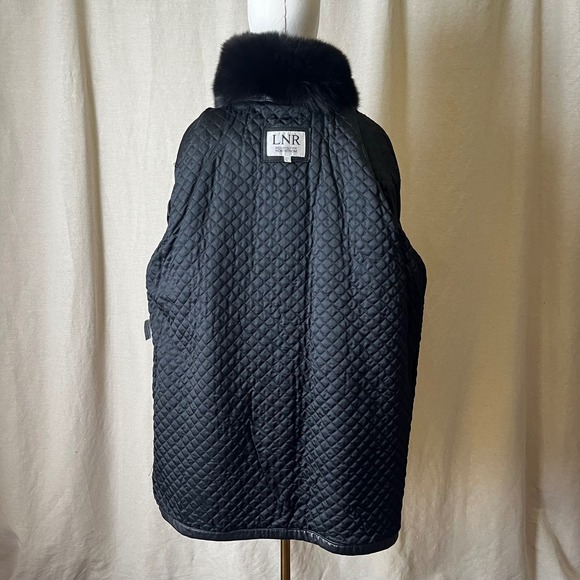 Vintage Black Leather Coat Removable Fox Fur Collar LNR Nordstrom Size‎ Large - Picture 6 of 11